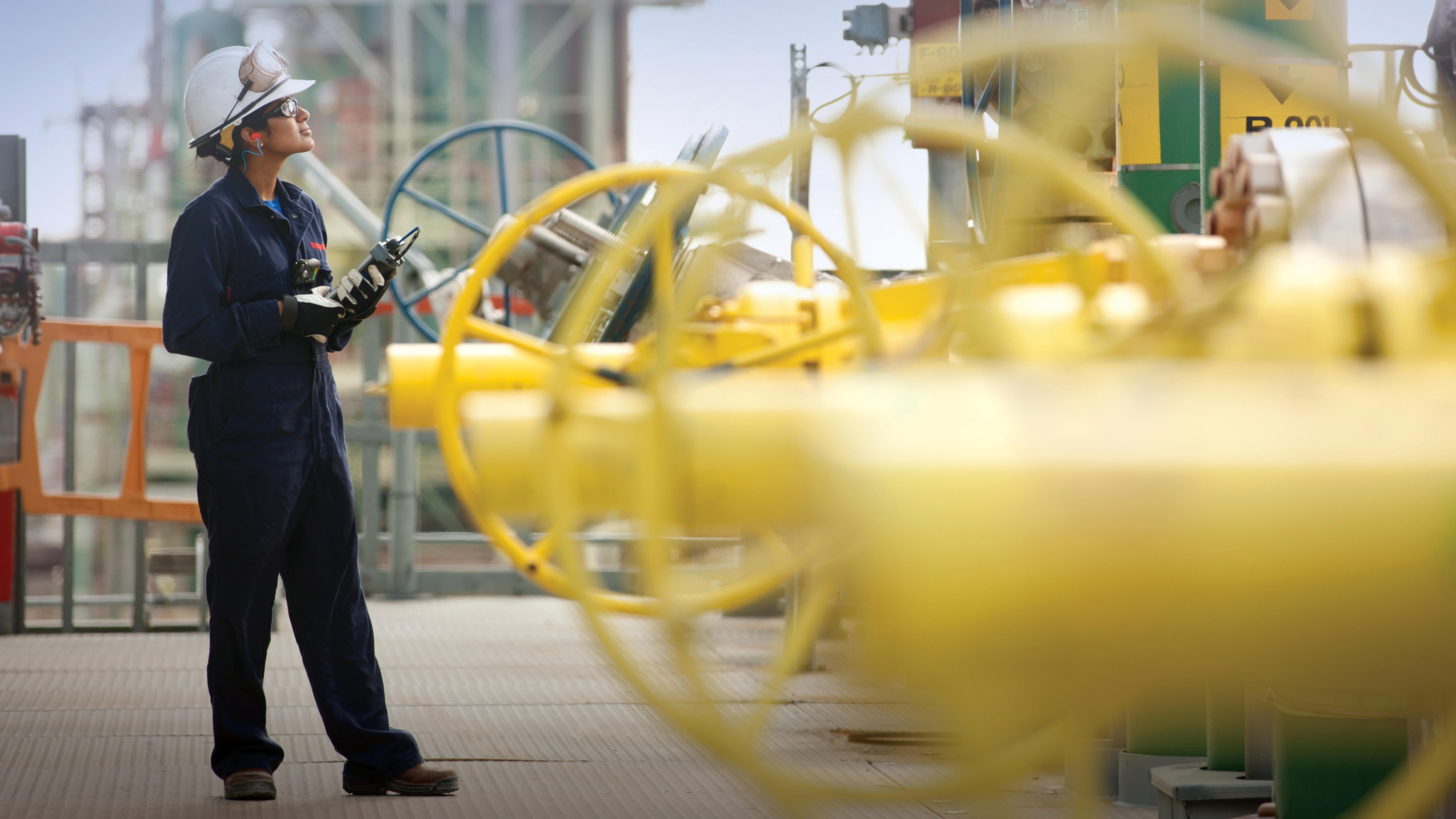 An ExxonMobil employee onsite