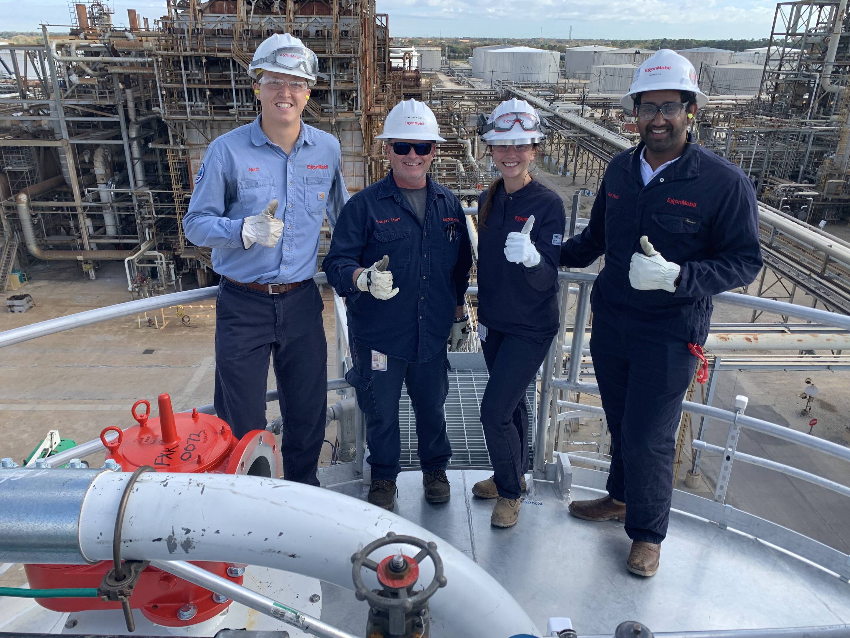 Matthew and colleagues at the Baytown facility.